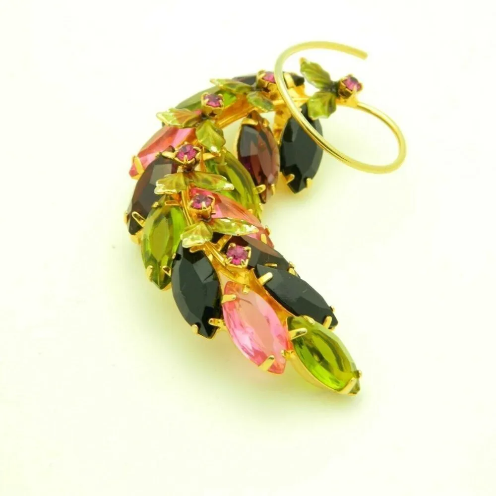 JULIANA D&E Purple Pink Green Glass Flower Enamel